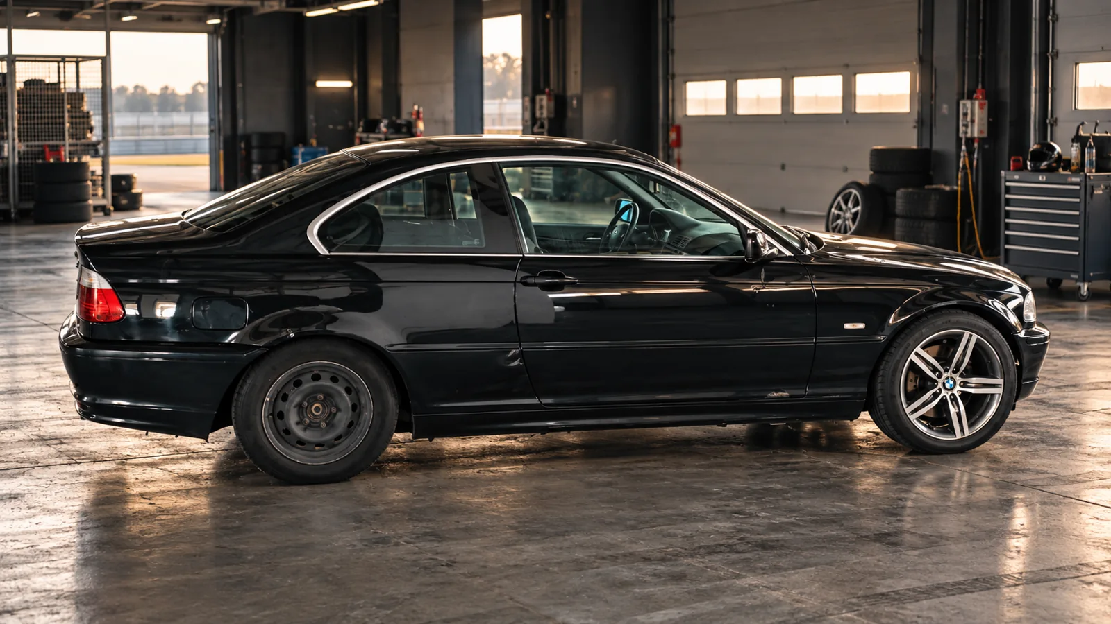 Чорна BMW E46 для індивідуального навчання дрифту